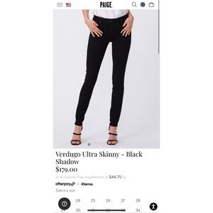 Paige Jeans - Verdugo Ultra Skinny - Black Shadow Distressed jeans